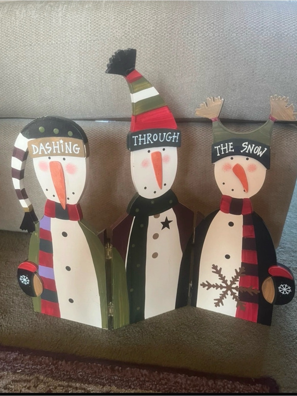 Hobby Lobby Green, Red, Black Triple Snowman Panel